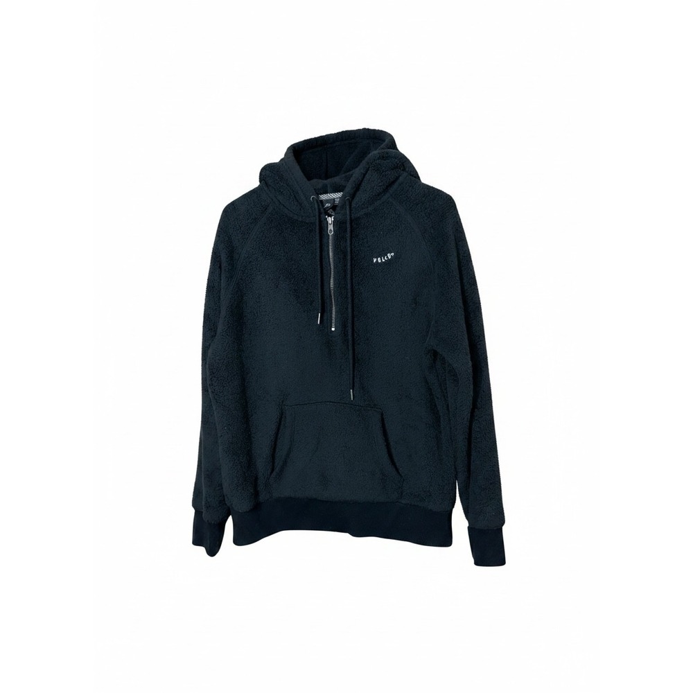 Volcom Womens Black Faux Fur Quarter Zip Hoodie Fleece Pullover Small S 4/6